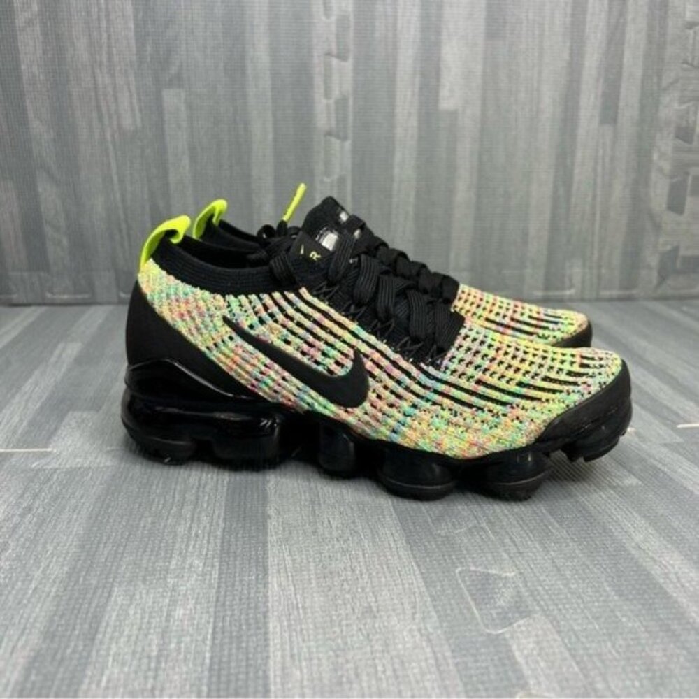 Nike Air Vapormax Flyknit 3 Sneakers Women Size 5.5 Green Black Neon New